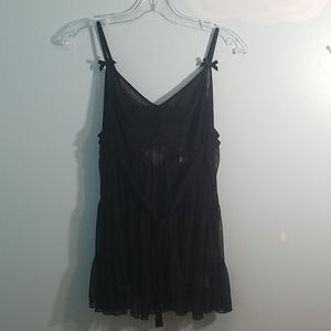 La vie en rose black ruffled babydoll top XL NWT